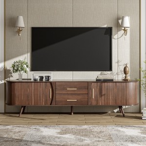 LOVSON Mid-Century Modern TV Stand for 80" TV, Entertainment Center with Storage for Living Room, Bedroom, Media Console Table with 2 Drawers - 1 of 4