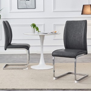 NicBex Luxury Arch Dining Chairs, Faux Leather High Resilience with Silver Metal Legs, Side Chairs for Kitchen Office - 1 of 4