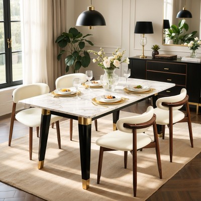 Subrtex Upholstered Solid Wood Dining Chair Modern Fabric Kitchen Side Chairs
