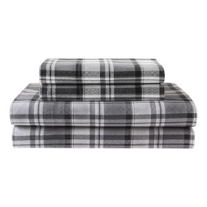 Winter Nights Cotton Flannel Sheet Set (Twin) Plaid Gray - Elite Home
