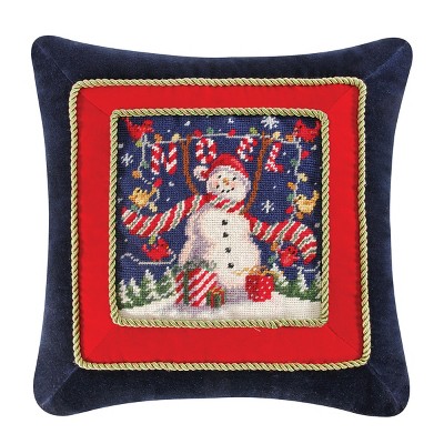 C&F Home 18" x 18" Noel Snowman Needlepoint Pillow