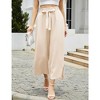 Womens Shirred Paperbag-Waist Pants High Waisted Pants with Pockets Side Slit Wide Leg Pants Waist Tie Knot Palazzo Trousers - 3 of 4