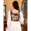 Whizmax Women's Vintage Floral Corset Lace-Up Fishbone Print Vest Renaissance pirate costume Black cosmos M - 4 of 4