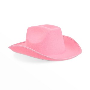 Zodaca Felt Cowboy Hat for Women, Western Pink Cowgirl Hat for Halloween Costume, Birthday, Bachelorette Party, Adult Size - 1 of 4