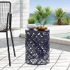 Mathena Outdoor Round Iron Side Table Navy - Christopher Knight Home: Modern Accent Table, No Assembly Required - 3 of 4
