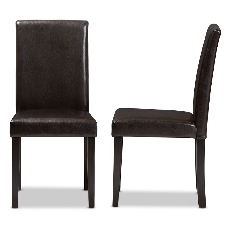 Set of 2 Mia Modern And Contemporary Faux Leather Upholstered Dining Chairs Dark Brown - Baxton Studio: Solid Wood Frame, High-Back, Shaker Legs, 4 of 8