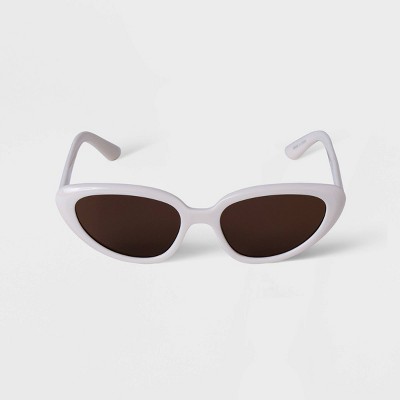 Women's Plastic Round Cateye Sunglasses - A New Day™ Ivory