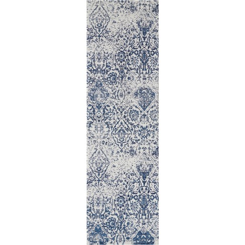 Nourison Damask Vintage Indoor Rug Ivory Navy 2'3