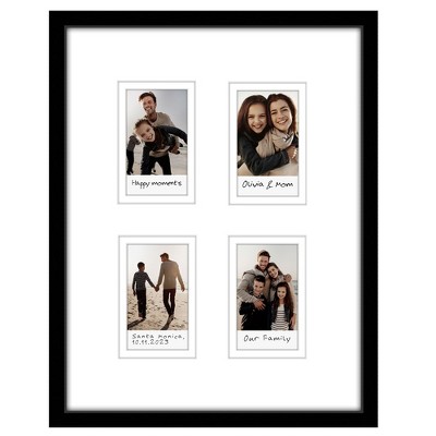 Americanflat 9x11 Picture Frame with 3 Openings for 2x3 Instant-Print Photos - Black Mini Picture Frames for Wall Display with Shatter-Resistant Glass