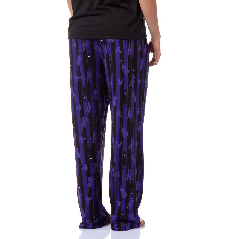 Wednesday Addams Women's Nevermore Academy Allover Print Sleep Pajama Pants Purple, 4 of 5