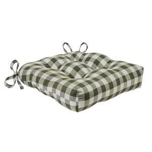Kate Aurora Country Living Gingham Plaid Checkered Country Farmhouse Chair Cushion Pads - 1 of 2