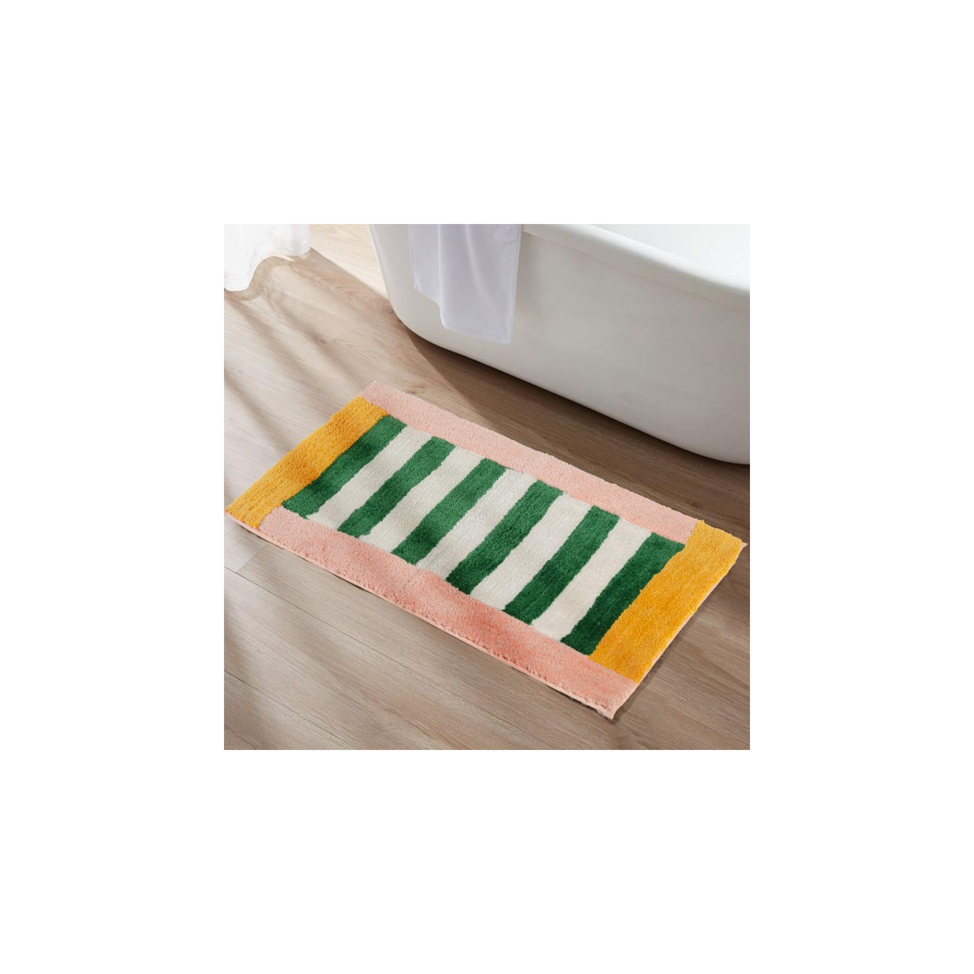 Folkulture Checkered Green Bathroom Rug | 20" x 30" Microfiber Bath Mat | Quick-Drying, Washable & Non-Slip Bath Rug for Bathroom & Washroom