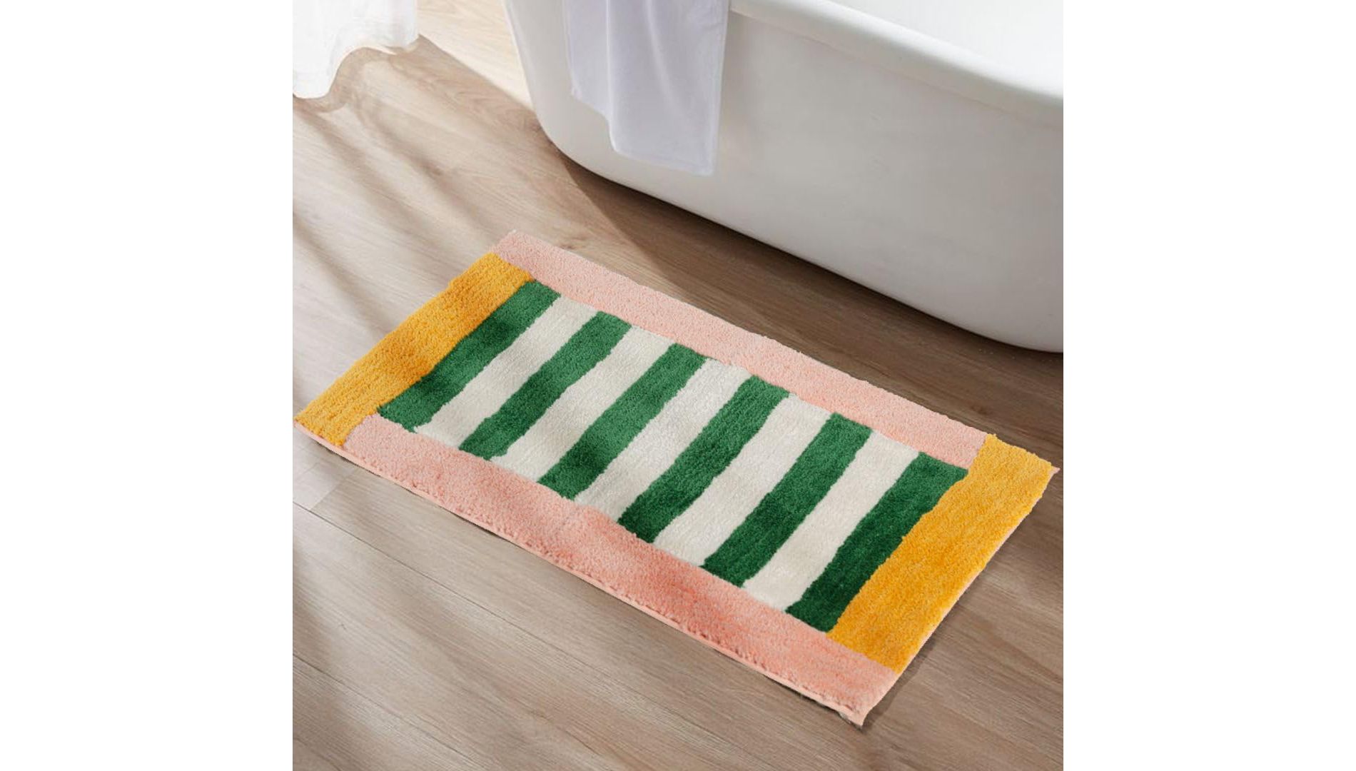 Folkulture Checkered Green Bathroom Rug | 20" x 30" Microfiber Bath Mat | Quick-Drying, Washable & Non-Slip Bath Rug for Bathroom & Washroom