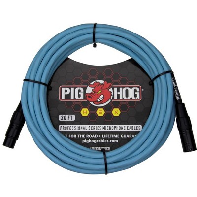 PIGHOG HEX SERIES MIC CABLE, 20FT Daphne Blue