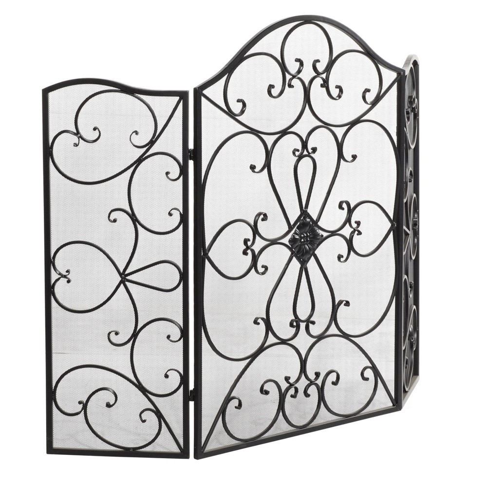 Photos - Garden & Outdoor Decoration Traditional Medallion Fireplace Screen Black - Olivia & May