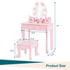 CuisinSmart Princess Vanity Set for Girls with Light-Up Mirror, Makeup Table & Stool – Wooden Dress-Up Playset for Ages 3-9 - 2 of 4