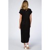 PinkBlush Black Ribbed Curved Hem Maternity Midi Dress - 3 of 4