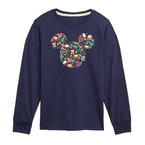 Boys' - Disney - Mickey Silhouette Christmas Long Sleeve Graphic T-Shirt - 1 of 4
