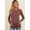 PinkBlush Brown Ribbed Scoop Neck Long Sleeve Maternity Top - 2 of 4