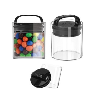Prepara Evak Fresh Saver Short Vacuum Seal Canisters, Small - Grip Handle Lid, BPA Free Twin-Valve Airtight Jar for Coffee, Tea, Snacks (2-Pack) - 1 of 4