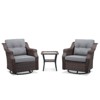 Buenhomino 3-Piece Outdoor Wicker Swivel Rocker Chair Set with Side Table, All-Weather PE Rattan Glider Chairs with Cushions for Patio or Deck - 3 of 4
