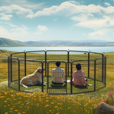 31.7"H Dog Fence Pet Exercise Pen for Outdoor 12 Panels Black