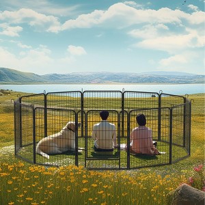 31.7"H Dog Fence Pet Exercise Pen for Outdoor 12 Panels Black - 1 of 4