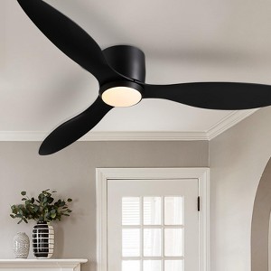 Ludomide Flush Mount Ceiling Fans with Lights, 52 Inch Low Profile Ceiling Fan with Remote Control for Bedroom - 1 of 4
