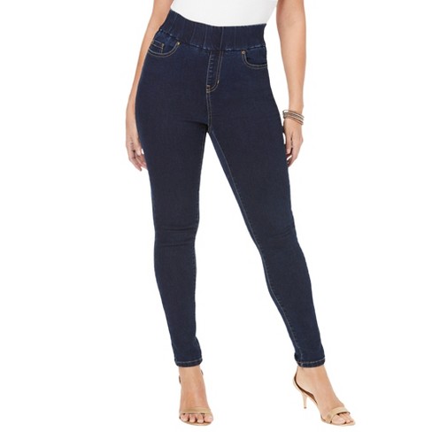 Jessica London Women's Plus Size Casual Stretch Straight Leg Chino Pants -  14 W, Navy Blue : Target