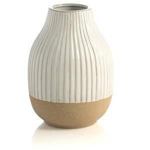 Shiraleah White Decorative Loma Vase with Terrecotta base - 1 of 4