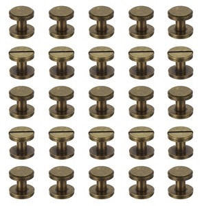 Unique Bargains Brass Rust-proof Durable Leather Belt Scrapbook Binding Chicago Screws 25 Sets - 1 of 4