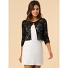 Allegra K Women's Elegant 3/4 Sleeve Sheer Floral Lace Cropped Bolero Shrugs - 3 of 4