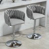 Resenkos Counter Bar Stools, Counter Stool,360�� Fabric cover Swivel Bar Stools Set of 2 with Woven Back & Footrest(Gray) - 2 of 4