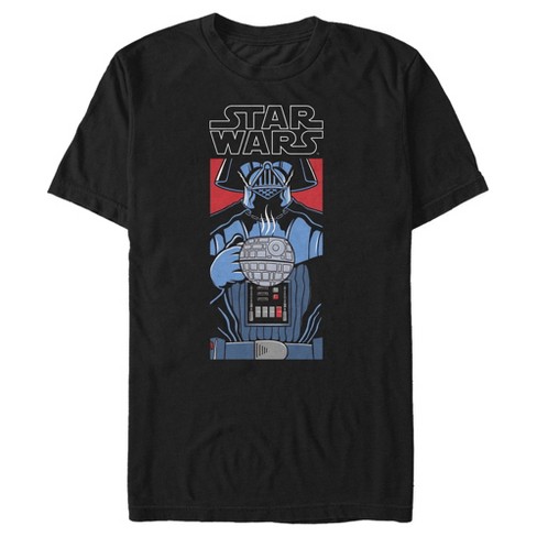 Men's Star Wars Vader Death Star Coffee Cup T-shirt - Black - 3x