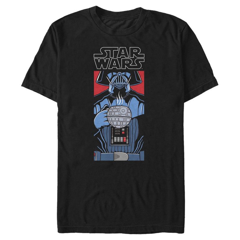 Men's Star Wars Vader Death Star Coffee Cup T-Shirt, 1 of 5