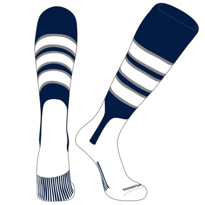 PEAR SOX OTC Baseball Softball Stirrup Socks (C, 7in) Navy, Silver, White