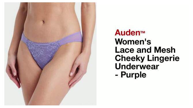 Women's Lace and Mesh Cheeky Lingerie Underwear - Auden™ Purple, 2 of 6, play video
