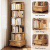 Chic Crate-6-Tier Rotating Bookshelf – 360° Display | Wheels+Drawer | Space-Saver | Bedroom/Living Room/Office | Wood - 3 of 4