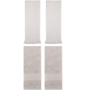 REGALWOVEN 4 Pcs Bathroom Decorative Cotton Soft Absorbent Sold Striped Hand Towel - 1 of 4