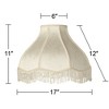 Springcrest 6" Top x 17" Bottom x 11" High x 12" Slant Lamp Shade Replacement Large Cream Dome Traditional Fabric Floral Scalloped Spider Harp Finial - 4 of 4