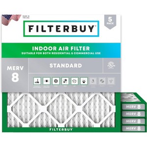 Filterbuy 15x15x1 Air Filter (5-Pack), Pleated MERV 8 Dust Defense Replacement HVAC AC Furnace Filters (Actual Size: 15.00 x 15.00 x 0.75) - 1 of 4