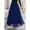 Tulle Skirts for Women 2025 Fall Fashion Elastic High Waisted Fairy Tiered Flowy A-Line Casual Maxi Long Skirt Navy Blue - 4 of 4
