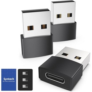 Syntech USB C Female to USB Male Adapter Pack of 3 [Travel Must Haves, Aluminum] USB C to USB Adapter, Type C Charger Cable Power Converter - 1 of 4