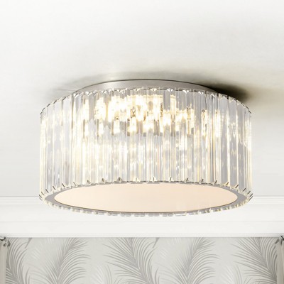 Rennnsan Vireyn 13"W Drum Crystal Modern Glam LED Dimmable Flush Mount in Silver