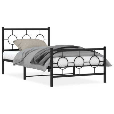 vidaXL Metal Bed Frame with Headboard and Footboard Black 39.4 in.x78.7 in.