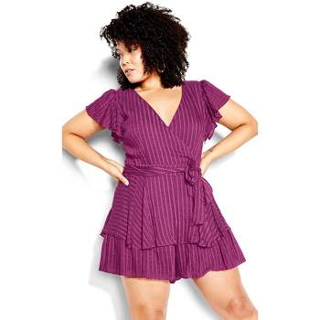 Women's Plus Size First Date Playsuit - magenta | CITY CHIC