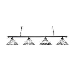 Toltec Lighting Oxford 4 - Light Island Pendant Light in  Matte Black with 16" Pewter Art Glass Shade - 1 of 1