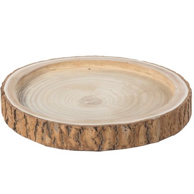Rustic Round Wood Tree Bark Serving Tray