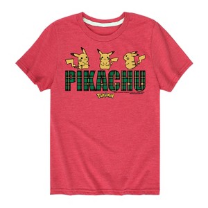 Boys' - Pokémon - Pikachu Plaid Logo Short Sleeve Graphic T-Shirt - 1 of 4