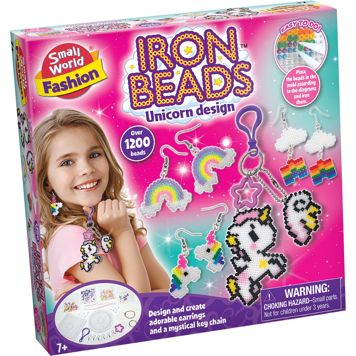 Small World Toys Iron Beads Unicorn Earrings & Key Chain Kit